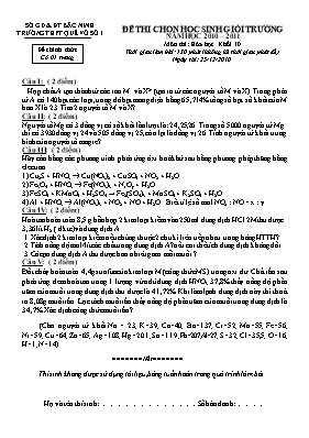 Đề thi chọn học sinh giỏi trường năm học 2010  2011 môn thi Hóa học khối 10